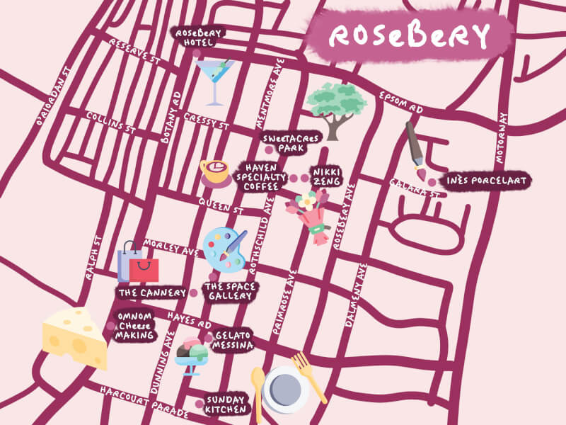 Map of Rosebery and creative experiences